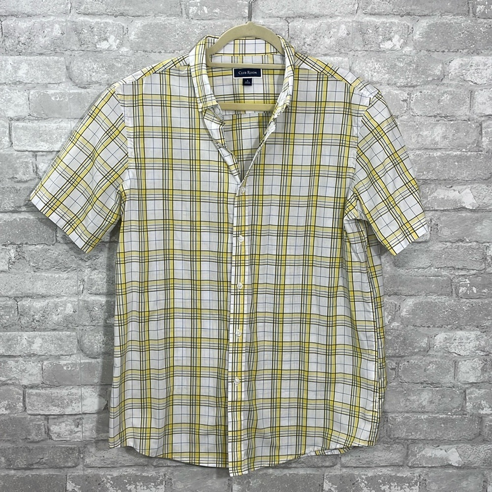 Club Room Yellow Checked Short Sleeve Shirt